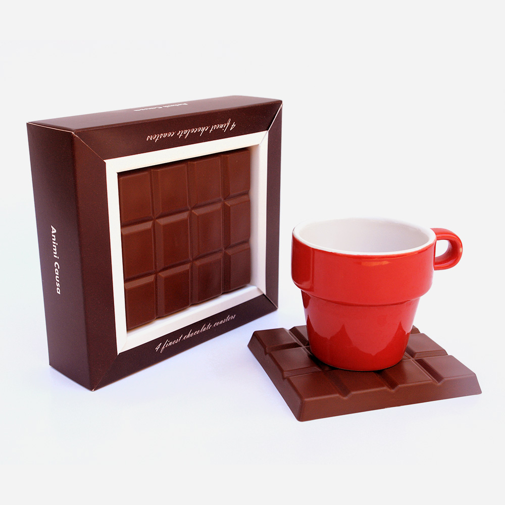 תחתיות לקפה בעיצוב שוקולד