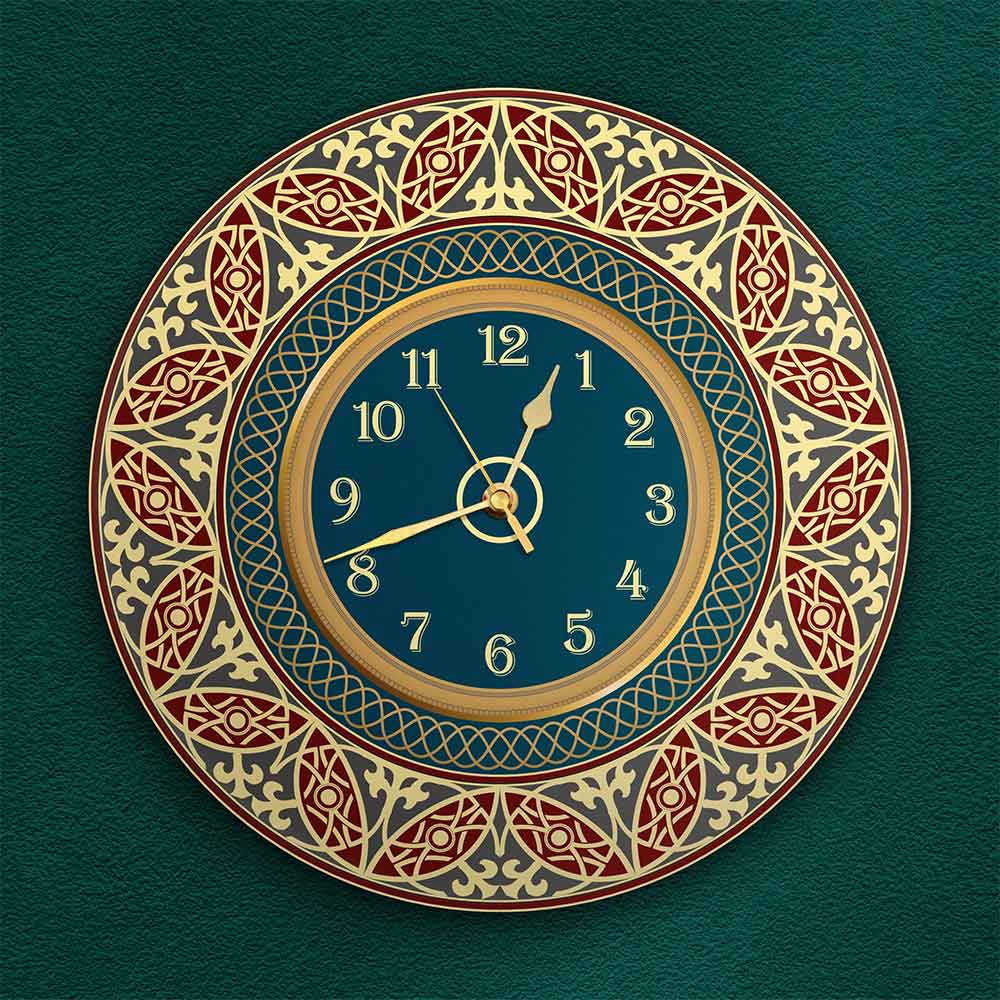 שעון קיר מעוצב - אנגלי קלאסי ירוק