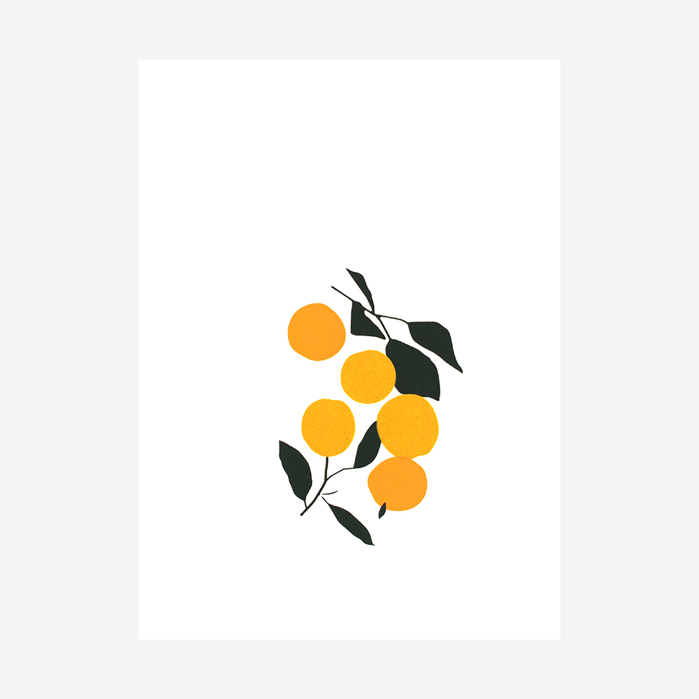 הדפס משי מסורתי Oranges & Plums