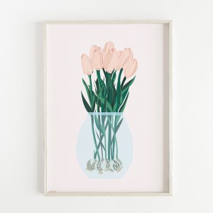 Tulips In Light Blue - הדפס אגרטל טוליפים