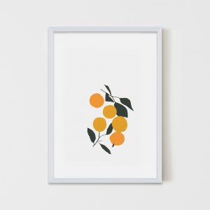 הדפס משי מסורתי Oranges & Plums