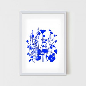 הדפס משי מסורתי Wild Garden Blue