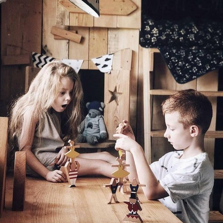 טה-דה משחק שיווי משקל קרקס מעץ