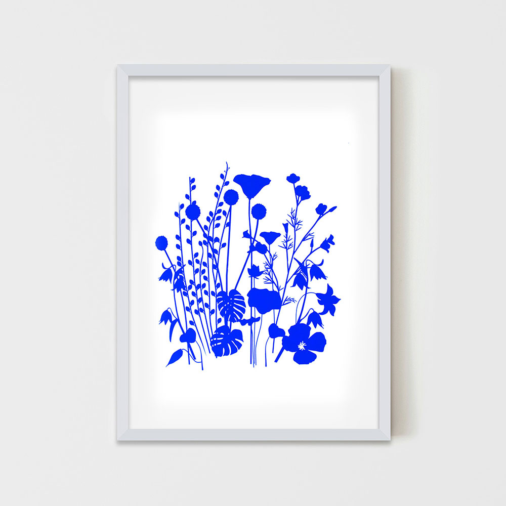 הדפס משי מסורתי Wild Garden Blue